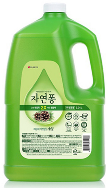 [비건라이프]자연퐁 찌든때 걱정없는 솔잎 주방세제 용기형 리필, 3.04L, 1개
