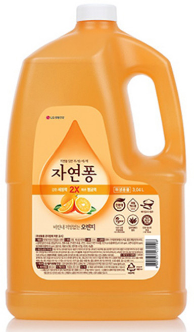 자연퐁 비린내 걱정없는 주방세제 오렌지 용기형 리필, 3.04L, 1개