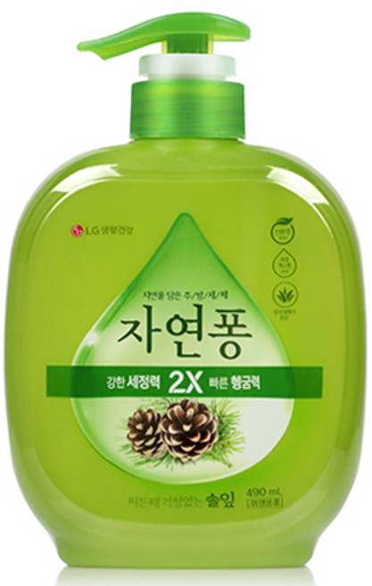 [비건라이프] 자연퐁 찌든때 걱정없는 솔잎 주방세제 용기형, 490ml, 1개
