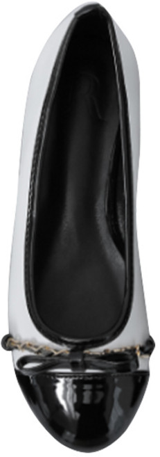 벨라노이 여성용 에나멜 콤비 체인 리본 장식 플랫 슈즈 2.5cm