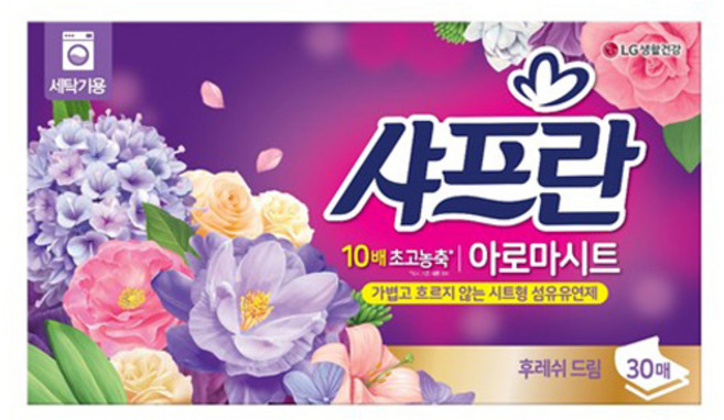 샤프란 아로마시트 시트 섬유유연제 후레쉬 드림 본품, 30매, 1개