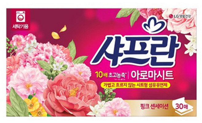 샤프란 아로마시트 시트형 섬유유연제 핑크 센세이션, 30개입, 1개