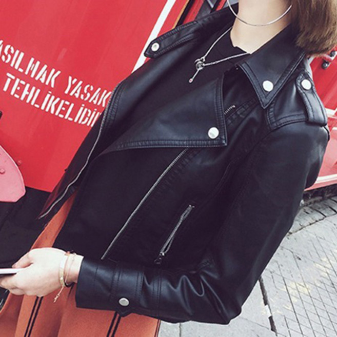 구디프 레이디 모던시크 PU 슬림자켓