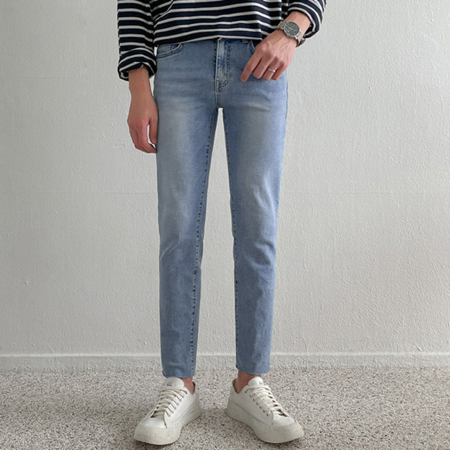 조군샵 남성용 탄탄 매직 히든밴딩 컷팅진 데님팬츠 JG1606
