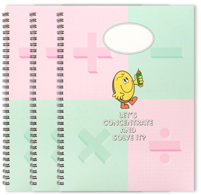 비팬시 비키즈 초등 스마일 4분할 모눈 수학 노트 연습장, 에메랄드핑크, 3권