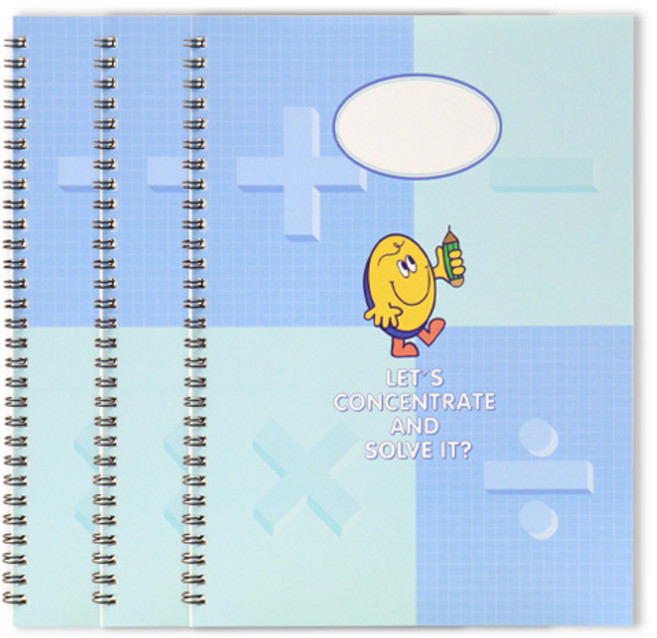 비팬시 비키즈 초등 스마일 4분할 모눈 수학 노트 연습장, 민트블루, 3개