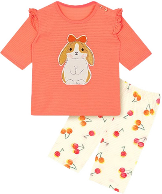 유니프랜드 아동용 체리레빗 자가드 7부 내의 세트