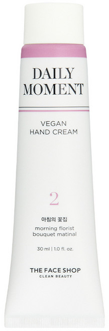 더페이스샵 데일리 모먼트 비건 핸드크림 02 아침의 꽃집 로즈 플로럴 향, 30ml, 1개