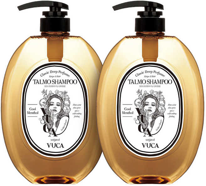 뷰카 클래식 딥 퍼퓸 골든 리페어 탈모 샴푸 쿨멘솔향, 1.05L, 2개