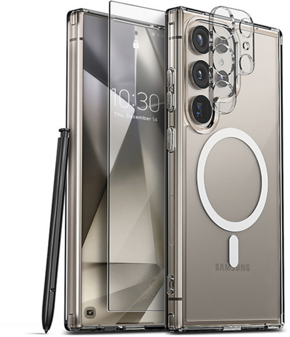 베루스 맥세이프 크리스탈믹스 투명 휴대폰 케이스 + 전면 강화유리 카메라 보호필름 세트