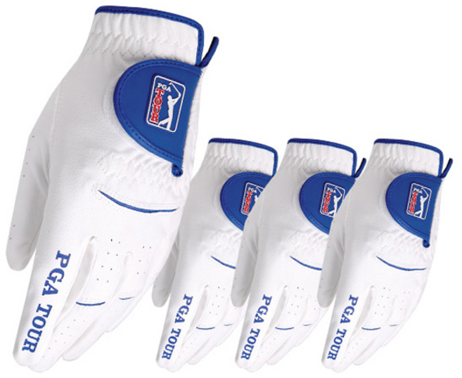 PGA투어 남성용 반양피 맥스 핏 골프장갑 왼손용, 화이트, 4개