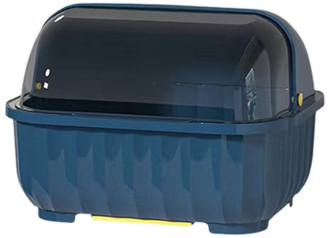 블럭마트 주방 접시수납 뚜껑있는 식기건조대 소형, 1단, 네이비, 1개