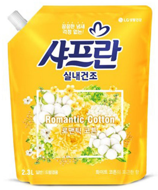 샤프란 실내건조 섬유유연제 로맨틱 코튼 리필, 2.3L, 1개입, 1개