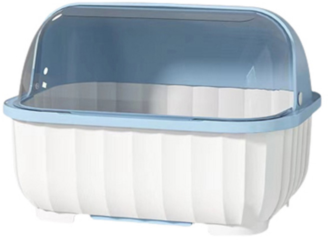 블럭마트 주방 접시수납 뚜껑있는 식기건조대 소형, 1단, 블루, 1개