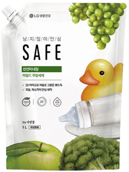 [비건라이프] 세이프 천연미네랄 주방세제 리필 마일드, 1L, 1개