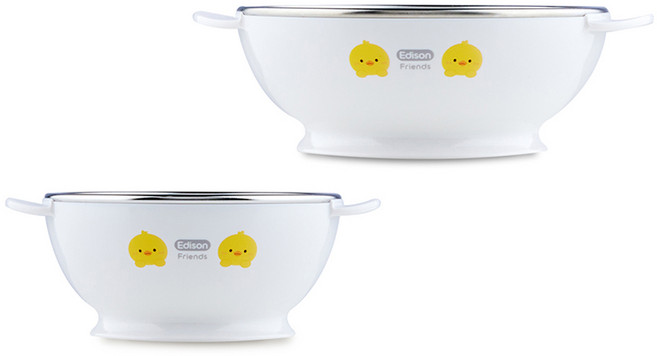 에디슨 국산 프렌즈 논슬립 스텐 공기 + 대접 세트, 화이트(오리), 1개