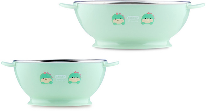 에디슨 프렌즈 논슬립 스텐 공기 + 대접 세트, 민트(공룡), 1개