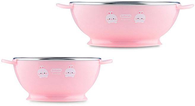 에디슨 프렌즈 논슬립 스텐 공기 + 대접 세트, 핑크(흰토끼), 1개