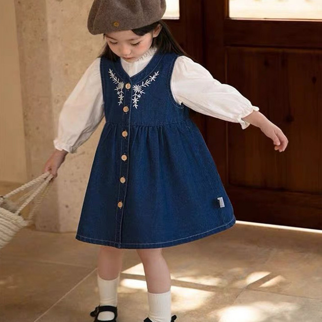Arbe 여아용 요르덴 데님 원피스 + 블라우스 세트
