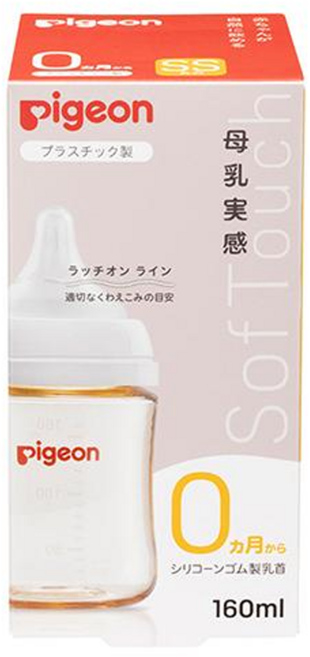 pigeon 貝親 實感哺乳塑膠奶瓶 0個月以上, 160ml, 白色, 1盒