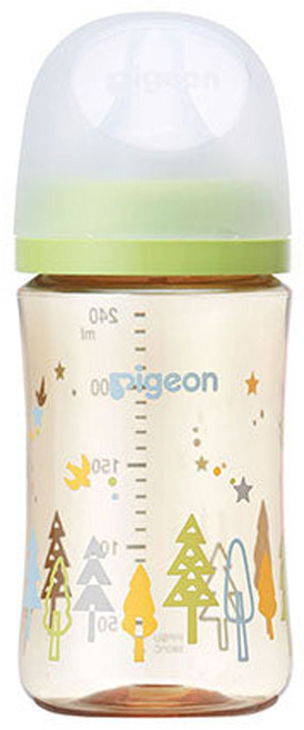 pigeon 貝親 實感哺乳塑膠奶瓶 3個月以上, 森林, 240ml, 1瓶