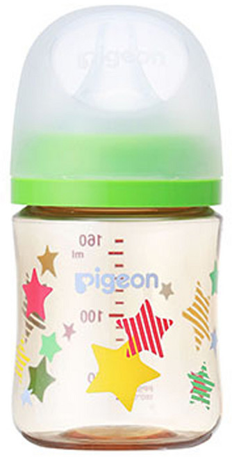 pigeon 貝親 實感哺乳塑膠奶瓶 0個月以上, 星星 多色, 160ml, 1瓶