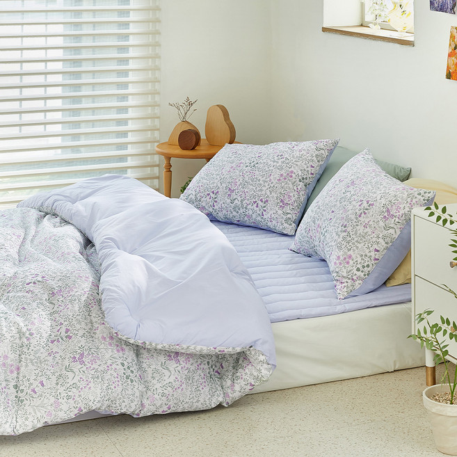 farfe 韓國製造 Plie 高密度水洗棉四季被, 丁香藍, 1個