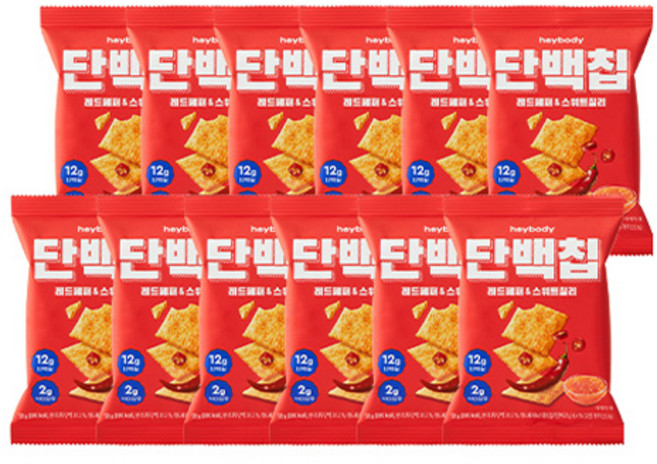 헤이바디 단백칩 레드페퍼 앤 스위트칠리, 50g, 12개