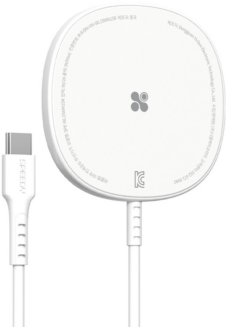 스피디 아이폰 맥세이프 고속 무선 충전기 15W, 1개, 화이트