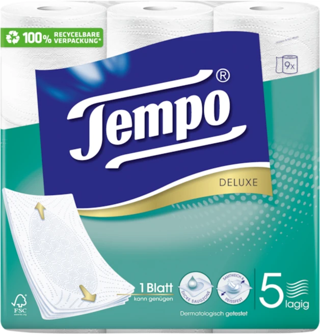 Tempo 천연펄프 5겹 고급롤화장지, 11m, 9롤, 1개 - 쿠팡