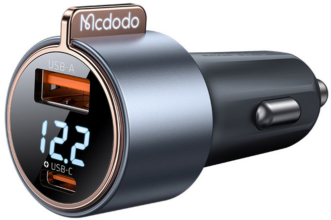 맥도도 75W 디스플레이 2포트 차량용 고속충전기, CC-3690, 블랙