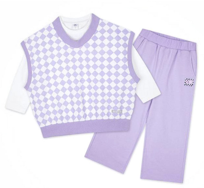 젤리스푼 아동용 체커보드 베스트 상하의 세트