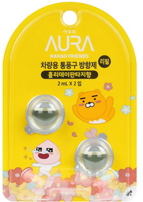 아우라 차량용 통풍구 방향제 리필, 1개, 홀리데이판타지향