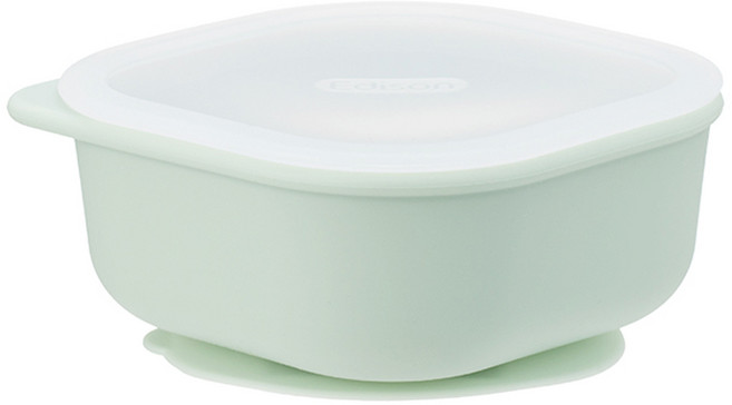 에디슨 유아용 스스로 실리콘 흡착볼 + 뚜껑, 450ml, 민트, 1개