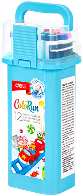델리 워셔블 삼각 트윈 스케치마카 EC187, 12색, 1개