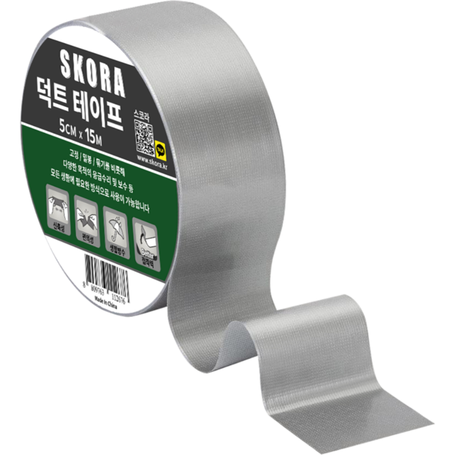 스코라 다용도 덕트 테이프 회색 5cm x 15m, 1개