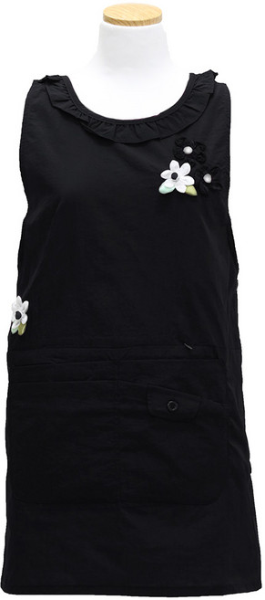 로사홈 백합 원피스 생활방수 앞치마 XL, 검정, 1개