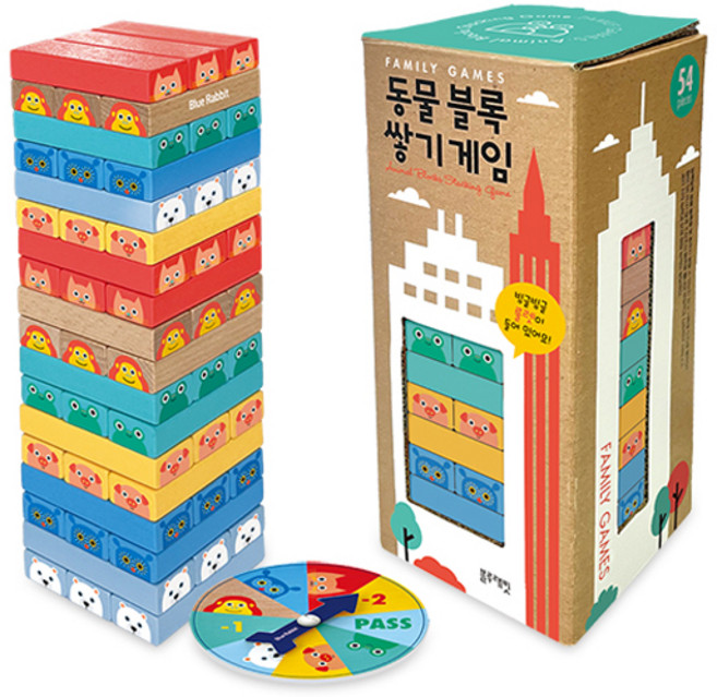 블루래빗 동물 블록 쌓기 게임, 1세트, 혼합색상