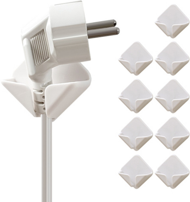 피키픽스 접착식 전선정리 거치대 홀더 + 스티커, 화이트, 10세트