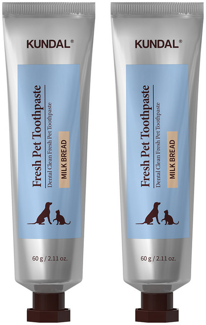 쿤달 덴탈 클린 프레쉬 펫 치약 우유식빵향, 2개, 60g