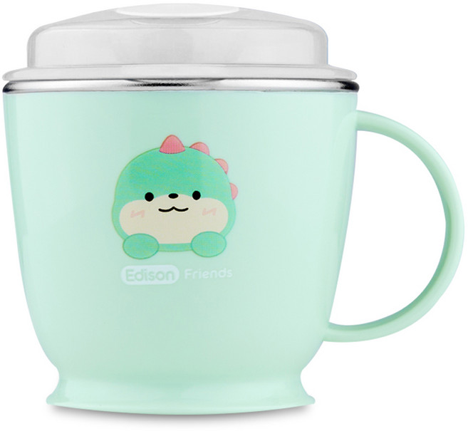 에디슨 프렌즈 흘림방지 스텐 한손 빨대컵 180ml, 공룡, 1개