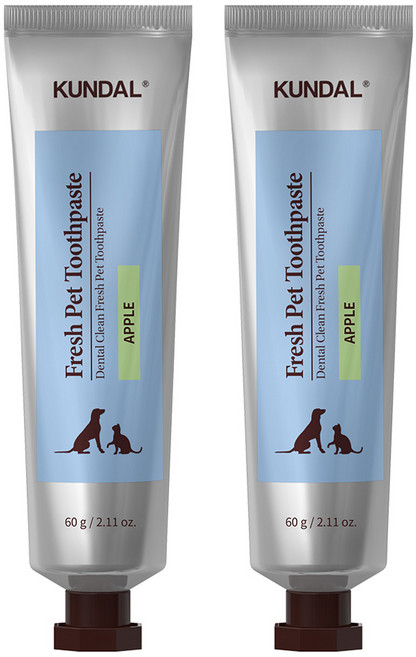 쿤달 덴탈 클린 프레쉬 펫 치약 사과향, 60g, 2개