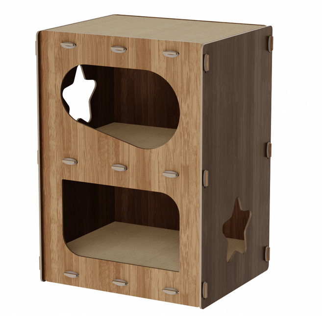 루어캣 고양이 마호가니 숨숨집 복층 스크레쳐, 1개