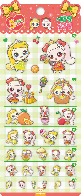 캐치티니핑 5사이즈 스티커, 새콤핑달콤핑, 도티도그