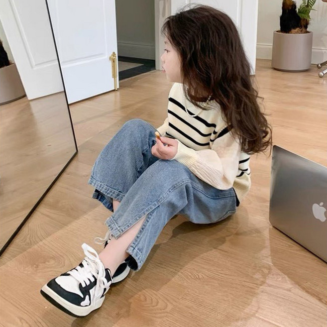 Arbe 여아용 보리 옆트임 데님 팬츠