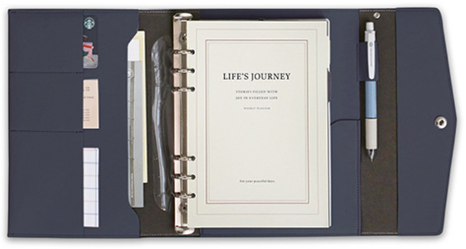 아이코닉 저니 6공 바인더 A5 위클리 다이어리 세트 만년 오거나이저, 06 Dark navy, 1세트