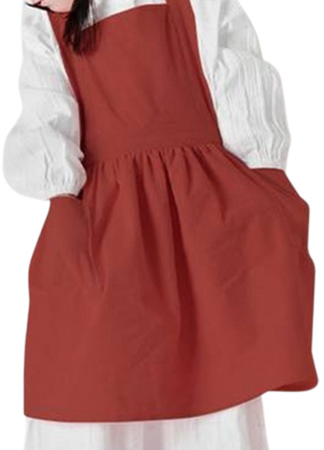 젊은이마켓 아동용 린넨 앞치마, 레드브라운, 1개