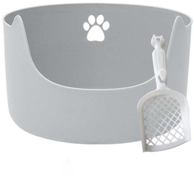 펫츠몬 특대형 원형 고양이 화장실+모래삽세트, 그레이, 1세트