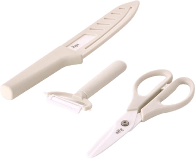 네오플램 베베 세라믹 조리도구 3종 세트, 칼+필러+가위, 오프화이트, 1세트