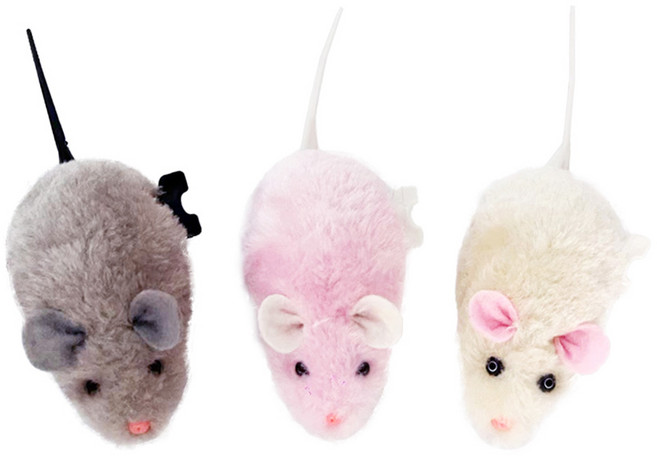 티티펫 고양이 움직이는 미니 태엽쥐 장난감 3종 세트, 혼합색상, 1세트